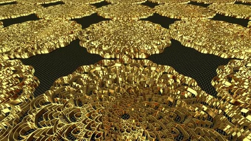 Luxus-Hintergrund mit Goldornamenten, Figuren, 3D-Render, Reflexion, exklusiv