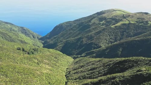 Breathtaking View of Sao Jorge's Serra do Topo with Ocean Backdrop