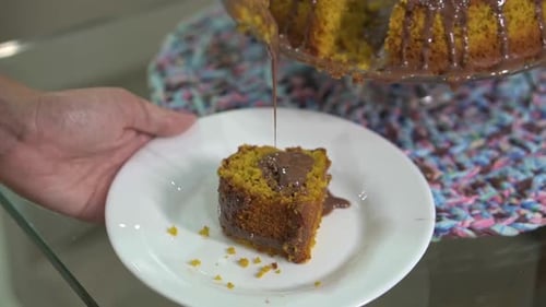 Slice of Cake with Chocolate Drizzle