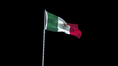 Mexican Flag Waving Seamlessly on Black Background