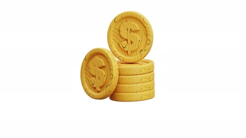 Animated 3D Golden Dollar Coins Financial Loop