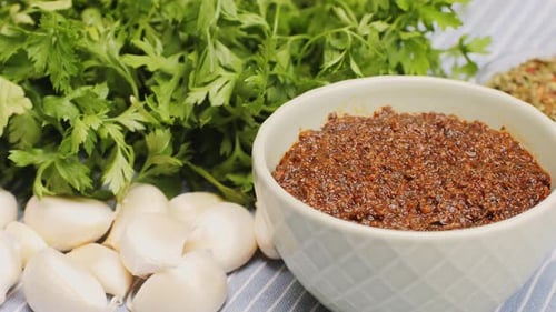 Chimichurri Sauce Green Argentinian Pesto Style Sauce Spices Beef Topping Marinade Parsley and