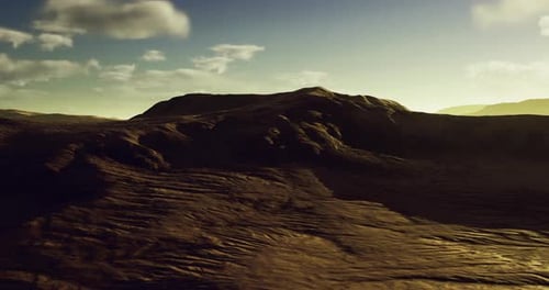 Cinematic Desert Landscape Flight Over Mountains