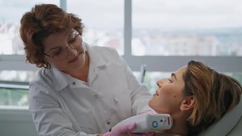 Modern Ultrasonic Skincare Procedure in Beauty Clinic Close Up