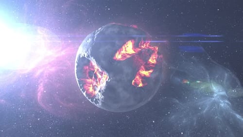 Tot bombardierter Planet im Weltraum