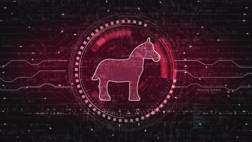 Conceito digital de loop de símbolo de crime cibernético do vírus Trojan