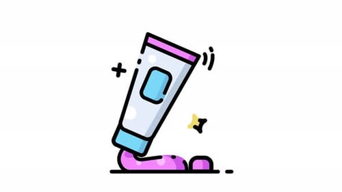 Animated Beauty Product Tube Squeezing Outline Icon