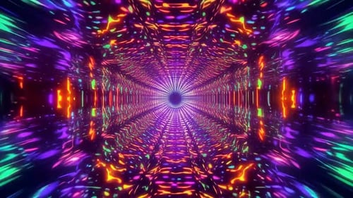 VJ Loop Abstract Neon Tunnel Moving Through Futuristic Glowi