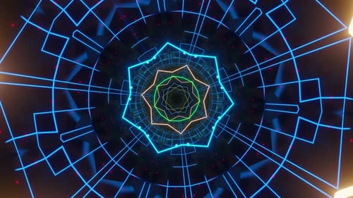 Colorful pattern with star in the middle of it. Kaleidoscope VJ loop