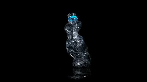 One Bottle Trash on Black Background