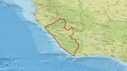 Animated Map of Liberia with Provinces and Coastline