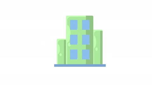 office building icon animation loop motion graphic alpha channel