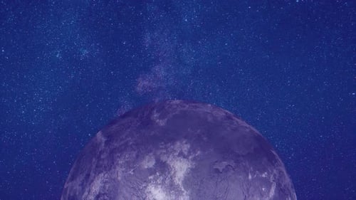 Rotating Planet in Starry Space Background Animation