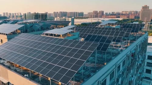 Cinematic And Majestic View Of Huge Solar Panels