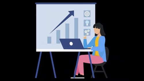 Flat Design Animated Business Presentation with Growth Chart