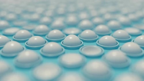 Animation eines rosafarbenen hellblauen Gummi-Tastspielzeugs