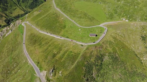 Winding Roads of Furka Pass, Swiss Breathtaking Mountain Landscape in Summer