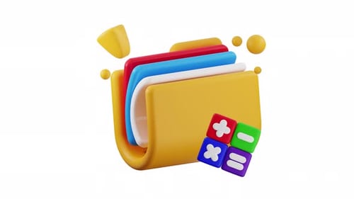 3d Icon Animation Accounting Folder