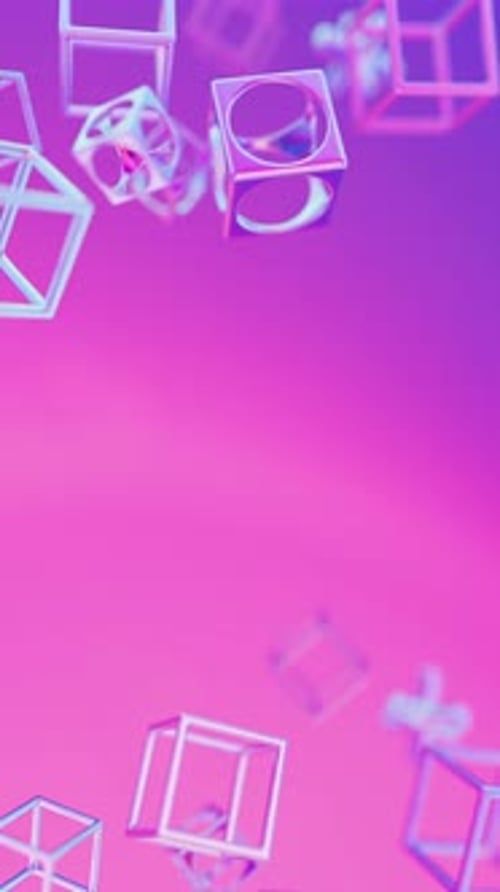 Abstract 3d Holographic Iridescent Geometric Shapes Rotating Animation Loop Modern Minimalistic