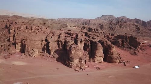 Solomons pillars in Timna park Israel, Aerial footage