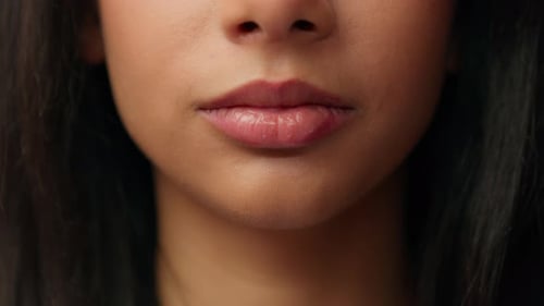 Extreme Close Up Mouth Woman Lips Hispanic Ethnic Girl Teen Teenager Latina Female Plump Lip Beauty
