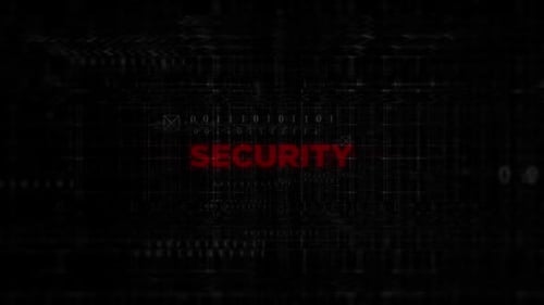 Animación de texto de seguridad sobre fondo digital