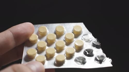 Close Up View of Blister Pack of Pills