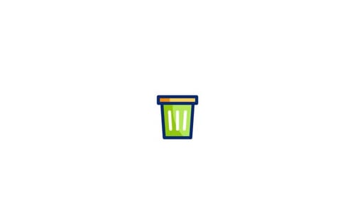 Flat Design Trash Can Delete Item Icon Animation