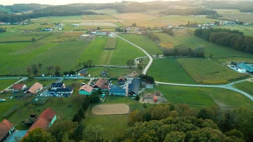Aerial View of Countryside Village