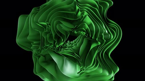 Grüne Schichten winken und wirbeln und erzeugen einen abstrakten und faszinierenden visuellen Effekt vor einem