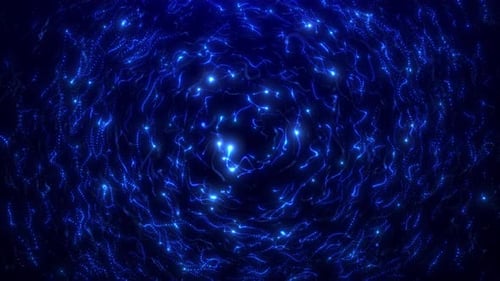 Abstrakter digitaler Hintergrund mit magischer Energie glühender Partikelwellen