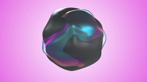 Black Glass Abstract Noise Object on Pink Back Able to Loop Seamless