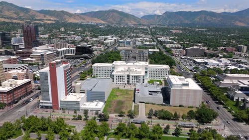A Breathtaking Aerial View Showcasing the Stunning Skyline of Salt Lake City Utah