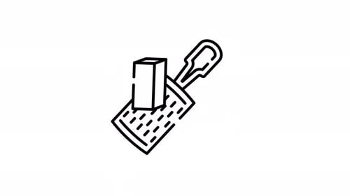 Animated Line Icon of Cheese Grater and Food