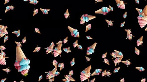 Falling Colorful Ice Cream Cones Background Animation