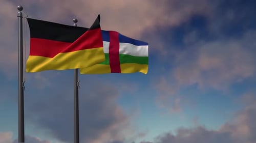 Central African Republic Flag Waving Along With The National Flag Of The Germany - 4K