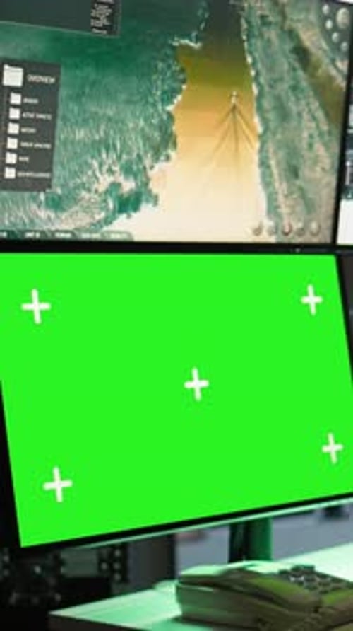 Futuristic Monitor with Green Screen for Tech Projects