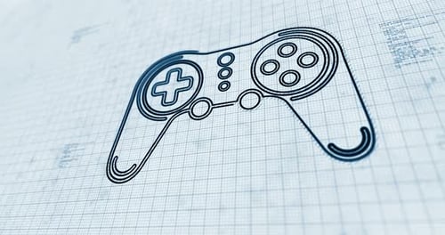 Gaming pad esports contour 3d symbol on project scheme