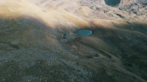 aerial view of the lake in mountains