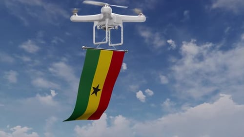 Drone Carrying Ghana Flag
