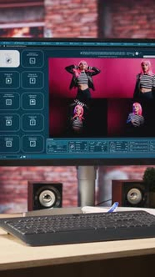 Vertical Video Internet Website on PC Screen Showing Text to Image AI Generative Models