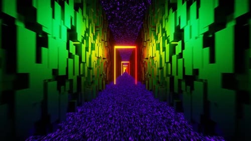 Green to Red Into Star Tunnel Background Loop Animation in 1080HD