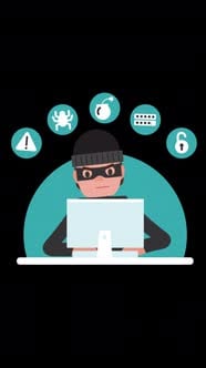 Hacker With Laptop Computer Stealing Passwords And Breaking In ...