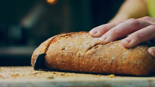 Multigrain Bread Sliced on a Cutting Board