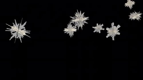 Snowfall Animation of Sparkling Snow Crystals with Alpha Channel