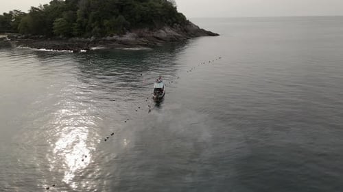 Fisher boat in the ocean.