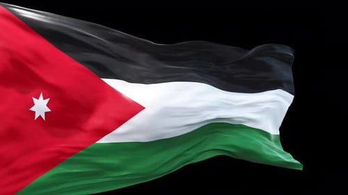 Realistic Waving Flag of Jordan with Alpha Channel