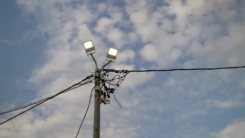 Street Lights with Wires on a Pole
