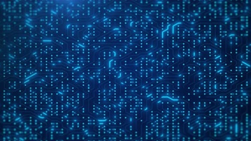 motion circuit board or computer motherboard with neon effect