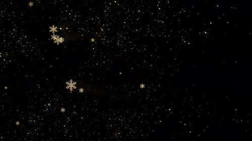 Elegant Golden Snowflakes and Glitter Particle Christmas Overlay